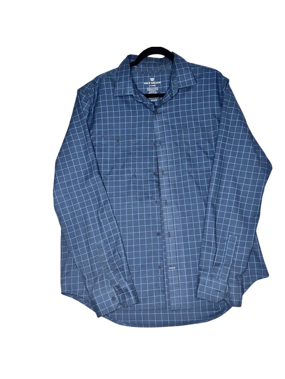 Mack Weldon Shirt Men's XL Blue Windowpane Check Long Sleeve Button-Up